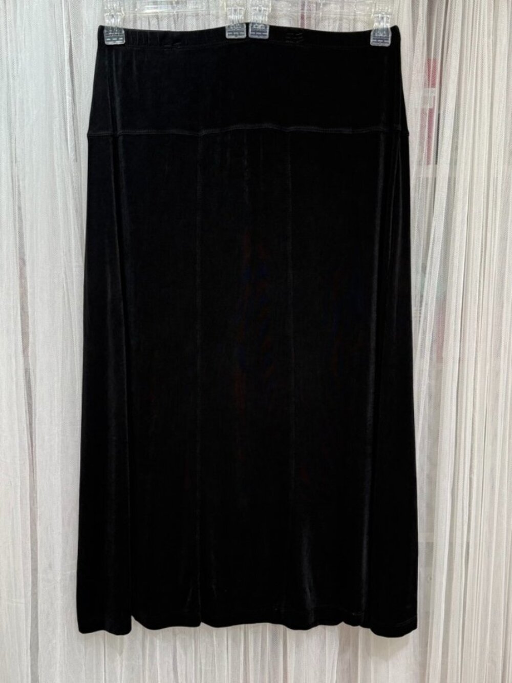 Chico's Travelers Black Slinky Pull-On A-Line Midi Skirt Size 3 (XL) Minimalist